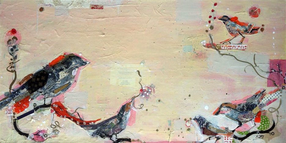 Cacophony, 48" x 24", mixed media on canvas by Kellie Day ©2013, Available