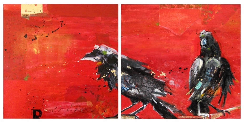 Raven, mixed media on canvas, 49″ x 24″, diptych, ©2012, SOLD