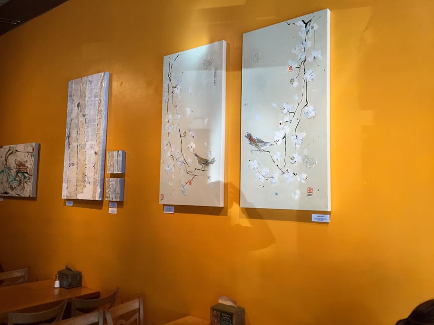 The Bird Family and snowy aspens are featured at La Cocina de Luz, on the main street of Telluride through May