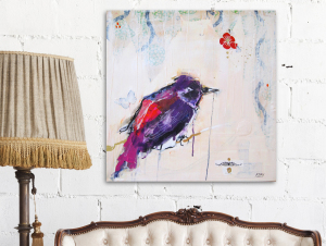 Today, purple bird print on canvas, ©Kellie Day