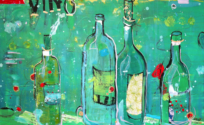 Vino Blanco, 40" x 24", mixed media on canvas by Kellie Day, ©2014, $1,500