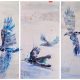 Winter Birds, mixed media bird painting on canvas ©Kellie Day