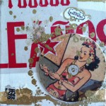 Wish I'd Worn Panties, 6" x 6" collage with old coaster art, by Kellie Day